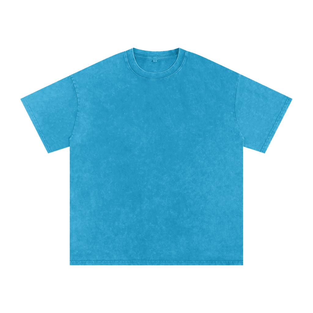 BASIC SNOW WASHED OVERSIZED COTTON T-SHIRT LAKE BLUE