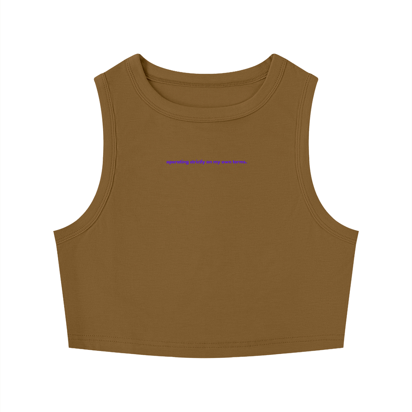 MAIN CHARACTER TIGHT CREWNECK CROP TANK TOP -  OPERATING STRICTLY ON MY OWN TERMS