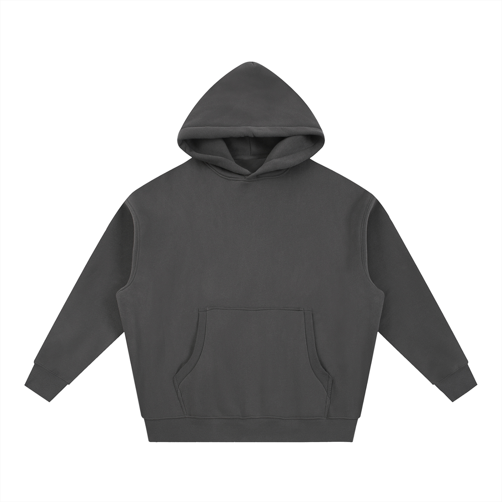 BASIC ESSENTIAL OVERSIZED BOXY FIT FLEECE HOODIE DARK GREY