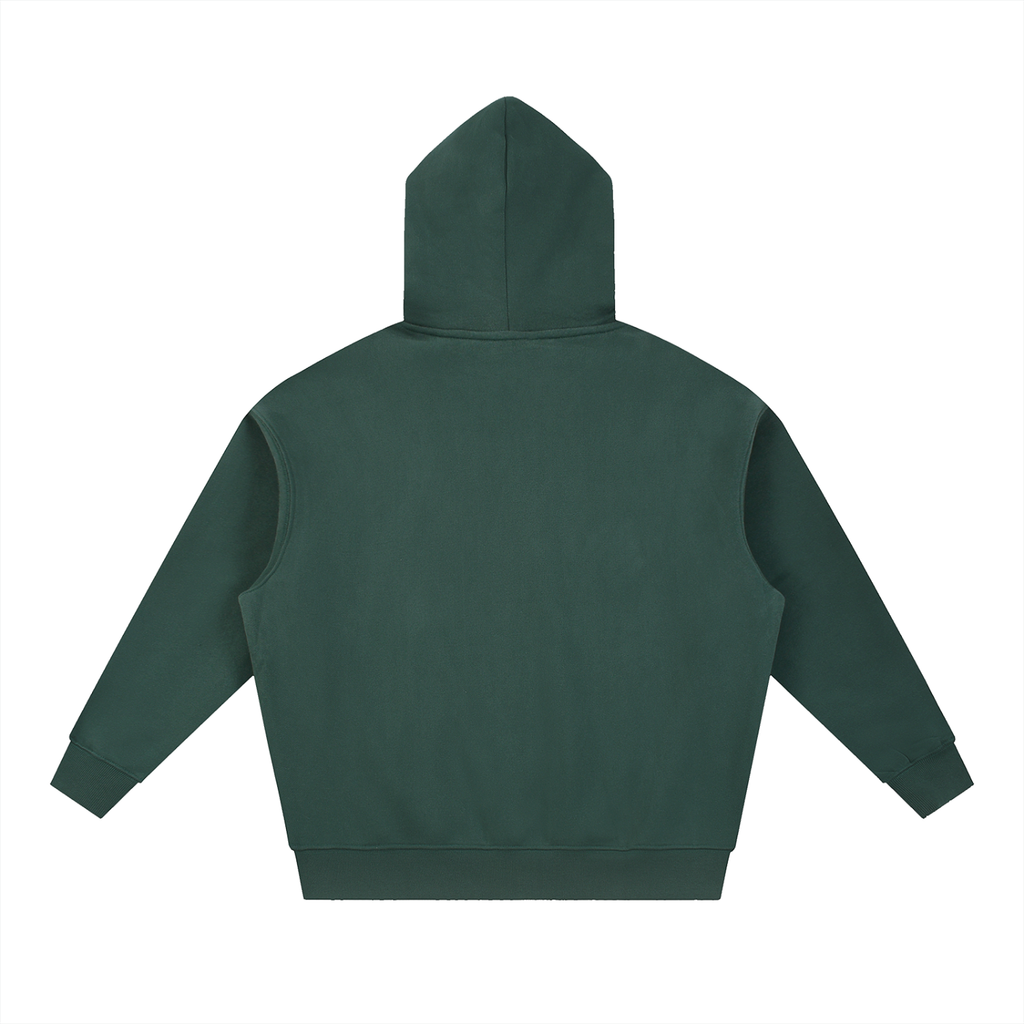 BASIC ESSENTIAL OVERSIZED BOXY FIT FLEECE HOODIE DARK GREEN
