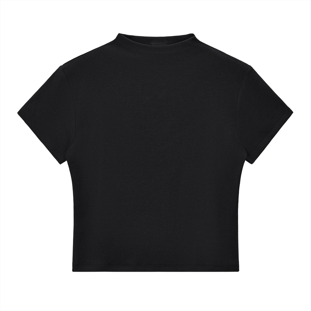 BASIC SLIM FIT WOMEN MOCK NECK T-SHIRT