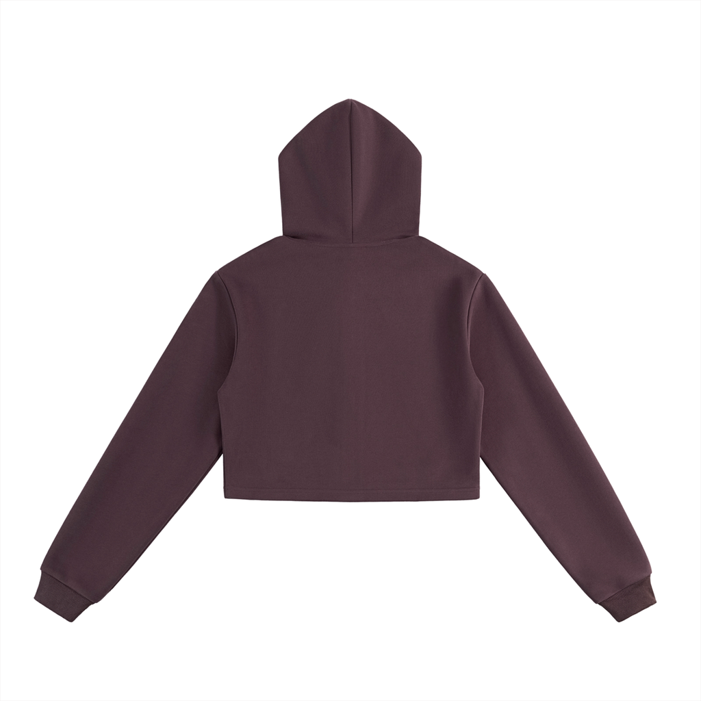 WOMAN ESSENTIAL CROPPED ZIP-UP HOODIE - DARK REDDISH PURPLE