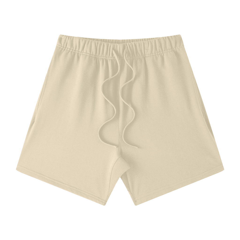 UNISEX EARTH TONE LOOSE FIT COTTON SHORTS MILK TEA