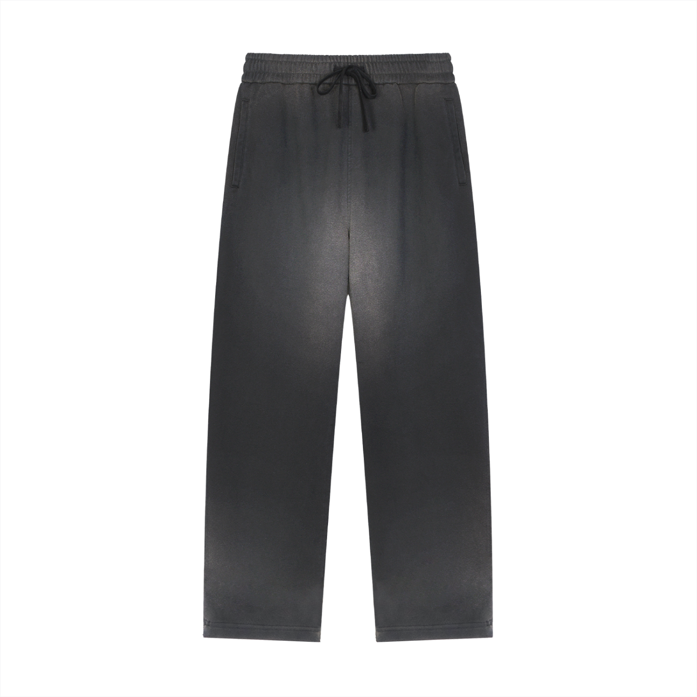 BASIC SUN FADE RAW EDGE STRAIGHT-LEG SWEATPANTS BLACK