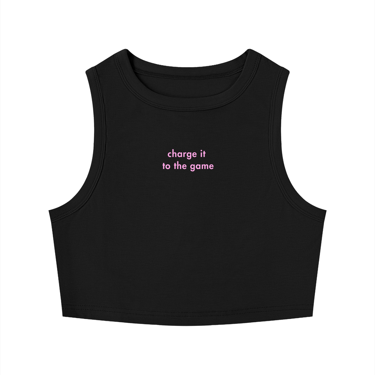 WOMEN'S CREWNECK CROP TOP - CHARGE IT TO THE GAME