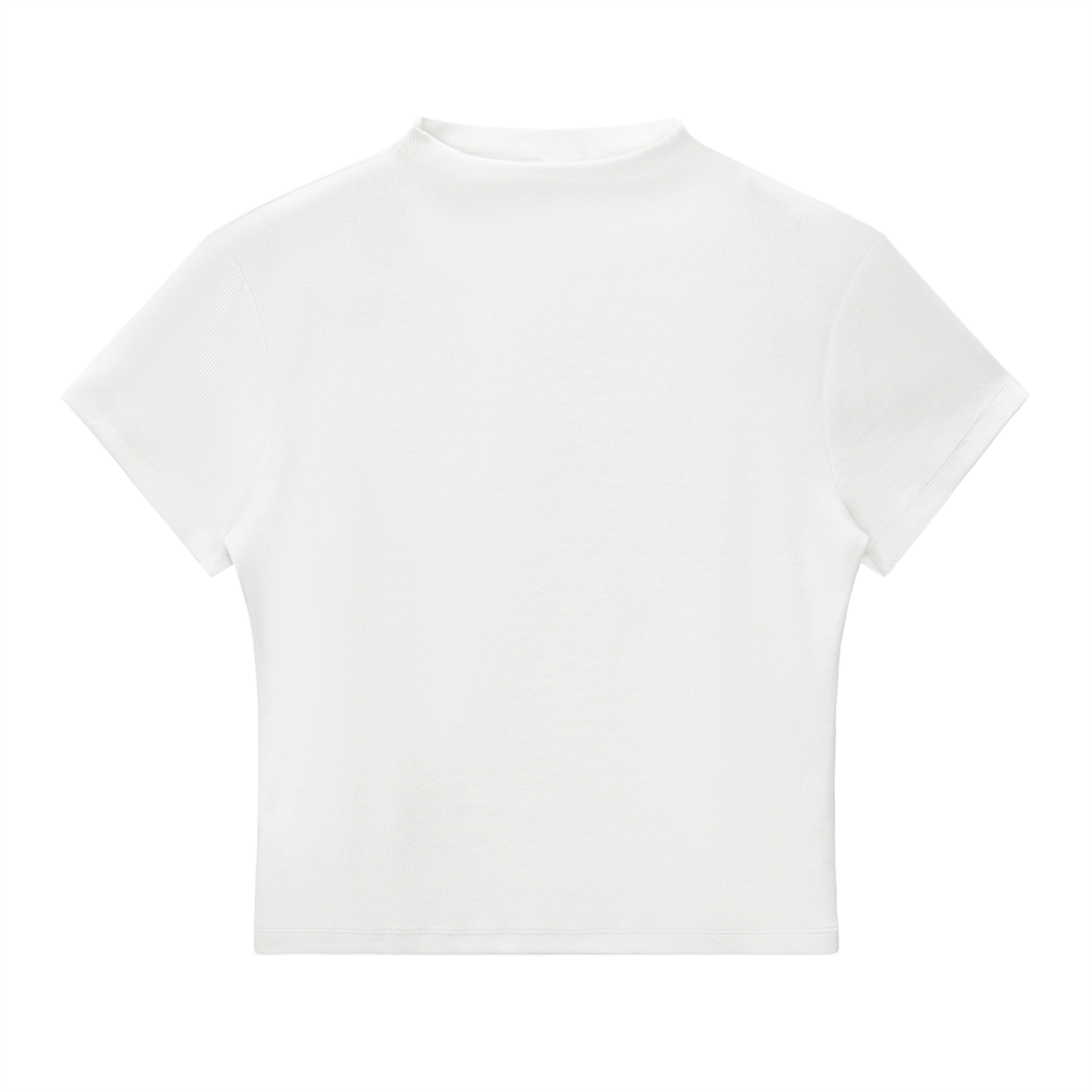 BASIC SLIM FIT WOMEN MOCK NECK T-SHIRT