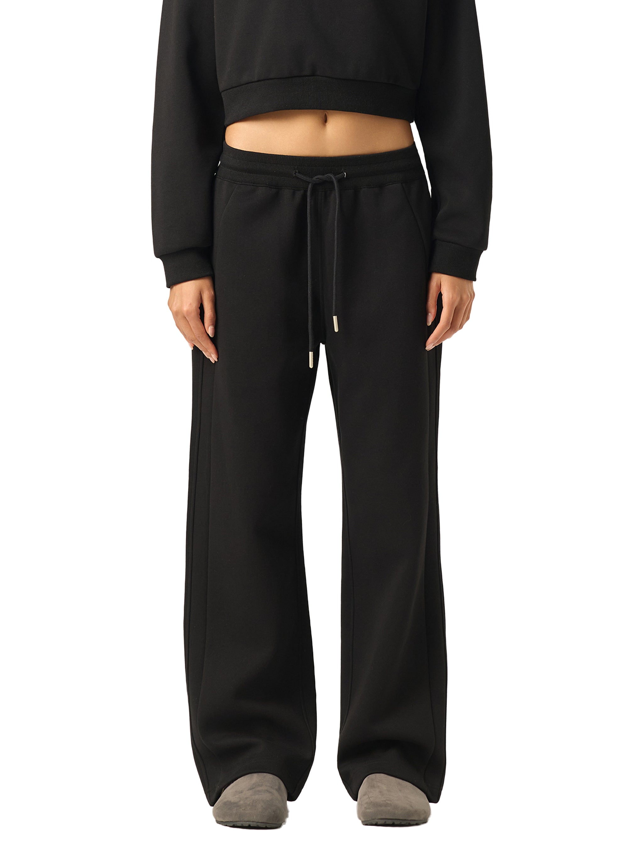 WOMAN ESSENTIAL STRAIGHT-LEG SWEATPANTS  - BLACK