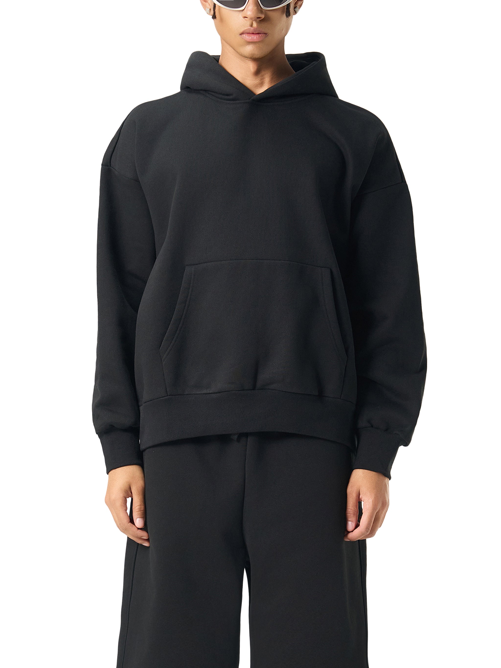 BASIC ESSENTIAL HEAVYWEIGHT FLEECE HOODIE BLACK