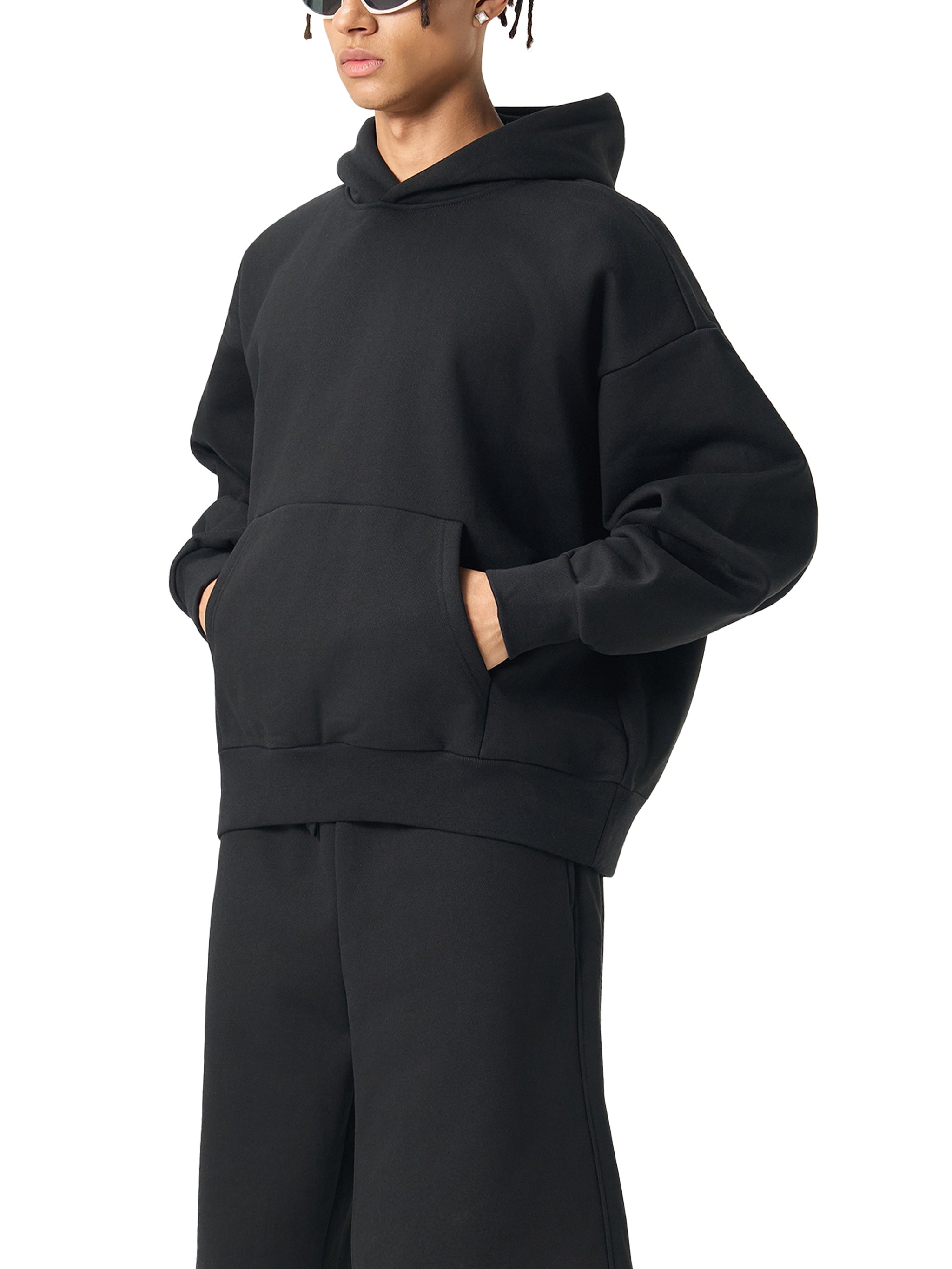 BASIC ESSENTIAL HEAVYWEIGHT FLEECE HOODIE BLACK