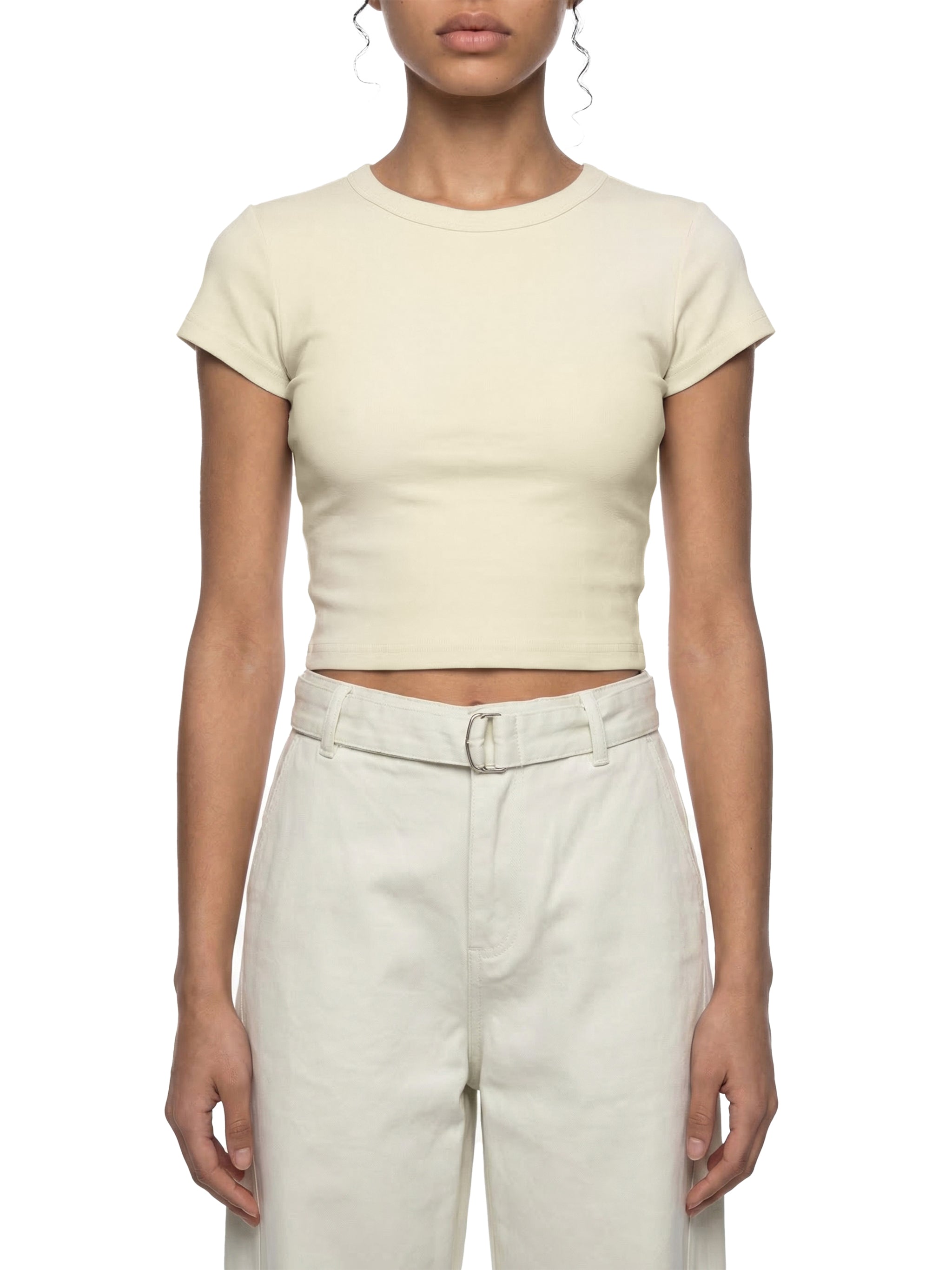 WOMEN`S CROPPED T-SHIRT - DELULU LEMON